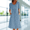 Dresses - Laverna | Vakantie Jurk met Ronde Hals – Stijlvol en Casual voor Warme Dagen - Blauw - S - Zarandi Amsterdam