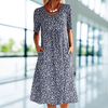 Dresses - Laverna | Vakantie Jurk met Ronde Hals – Stijlvol en Casual voor Warme Dagen - Donkerblauw - S - Zarandi Amsterdam
