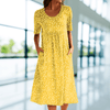 Dresses - Laverna | Vakantie Jurk met Ronde Hals – Stijlvol en Casual voor Warme Dagen - Geel - S - Zarandi Amsterdam