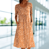 Dresses - Laverna | Vakantie Jurk met Ronde Hals – Stijlvol en Casual voor Warme Dagen - Oranje - S - Zarandi Amsterdam
