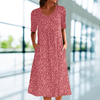 Dresses - Laverna | Vakantie Jurk met Ronde Hals – Stijlvol en Casual voor Warme Dagen - Rood - S - Zarandi Amsterdam