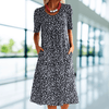 Dresses - Laverna | Vakantie Jurk met Ronde Hals – Stijlvol en Casual voor Warme Dagen - Zwart - S - Zarandi Amsterdam