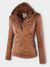 Leren jas met capuchon voor dames | Geribbeld profiel 0