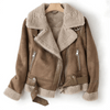 Jacket - Leren jas voor dames met sherpavoering | Winter - Bruin - S - Zarandi Amsterdam