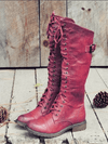 Women's Boots - Leren laarzen | Vetersluiting - Rood - 36 - Zarandi Amsterdam