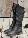 Women's Boots - Leren laarzen | Vetersluiting - Zwart - 36 - Zarandi Amsterdam