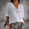 Blouses - **Liandra | Blouse met V - hals in lichte, ademende stof en korte mouwen - Wit - S - Zarandi Amsterdam