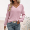 Sweaters - Lichtgewicht breisel - Elegante V - hals trui met tijdloze allure en comfortabel - Blush Pink - S - Zarandi Amsterdam