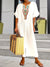 women's Dress - Lichtgewicht zomer Kaftan - jurk met korte mouwen en geborduurd ontwerp - Wit - S - Zarandi Amsterdam
