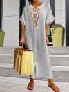 women's Dress - Lichtgewicht zomer Kaftan - jurk met korte mouwen en geborduurd ontwerp - Lichtgrijs - S - Zarandi Amsterdam