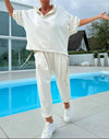 Set van Kapuzenpullover met Jogginghose - ModeParisienne® Kadelle | Set van Kapuzenpullover met Jogginghose - Wit - S - Zarandi Amsterdam