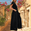 Women Trendy Outfit - Linda | Tijdloze zwarte lange maxi jurk van zachte stof voor zomer met elegante snit - S - Zarandi Amsterdam