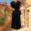 Women Trendy Outfit - Linda | Tijdloze zwarte lange maxi jurk van zachte stof voor zomer met elegante snit - S - Zarandi Amsterdam