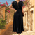 Women Trendy Outfit - Linda | Tijdloze zwarte lange maxi jurk van zachte stof voor zomer met elegante snit - S - Zarandi Amsterdam