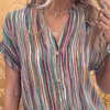 Damesblouses - Losvallende gestreepte blouse voor dames – casual stijl in grotere maten - L - Zarandi Amsterdam