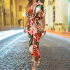 Casual Summer Wear - Lotte | Luxe Zwarte Dames Jurk met Unieke Knopafsluiting en Cinched Taille voor Zomer - Rood/lichtrood - S - Zarandi Amsterdam