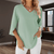 Tops - Lyanna | Zomerse Blouse met V - hals – Losvallend en Elegant voor op Reis - Groen - S - Zarandi Amsterdam