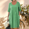 Dresses - Margarida | Relaxte Jurk voor de Zomer – Ademend, Lichtgewicht en Vrouwelijk - Groen - S - Zarandi Amsterdam