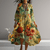 Damesjurken - Marian | Elegante boho V - hals jurk van katoenmix met bloemenprint, midi - lengte en losse pasvorm - S - Zarandi Amsterdam