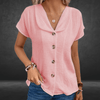 Blouses - Marianne | Chique zomerblouse met korte mouwen, knoopsluiting en ademend materiaal - Roze - S - Zarandi Amsterdam