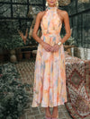 Women's Dress - Maxi zomerjurk met halternek, rugloos ontwerp - S - Zarandi Amsterdam