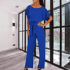 Women Trendy Outfit - Minerva | Zwarte feestelijke damesjumpsuit met gespdetail, vloeiende stof en mouwloos design voor een flatterend silhouet - Blauw - S - Zarandi Amsterdam