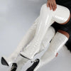 Women's Winter Boots - Luxe Overknee Stiefels van Kunststof met Spitse Punt en Hoge Hak - Wit - 35 - Zarandi Amsterdam