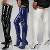 Women's Winter Boots - Luxe Overknee Stiefels van Kunststof met Spitse Punt en Hoge Hak - Paars - 35 - Zarandi Amsterdam