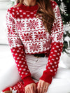 ModeParisienne® Lavia | Maglione invernale da donna con scollo a O e stampa di fiocchi di neve