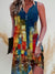 Women's Dress - Mouwloze Boheemse mini - jurk met v - neckline en knop - front stijl - Gemengde kleur - S - Zarandi Amsterdam