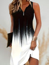 Women's Dress - Mouwloze Boheemse mini - jurk met v - neckline en knop - front stijl - Zwart - wit - S - Zarandi Amsterdam