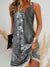 Women's Dress - Mouwloze Boheemse mini - jurk met v - neckline en knop - front stijl - Grijs - S - Zarandi Amsterdam