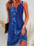 Women's Dress - Mouwloze Boheemse mini - jurk met v - neckline en knop - front stijl - Blauw - S - Zarandi Amsterdam