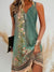 Women's Dress - Mouwloze Boheemse mini - jurk met v - neckline en knop - front stijl - Groente - S - Zarandi Amsterdam