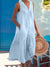 Women's Dress - Mouwloze V - hals maxi - jurk met zakken en knoopsluiting, knie - lengte - Blauw - S - Zarandi Amsterdam