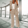 Women Trendy Outfit - Myldred | Elegant damespak in 2 - delige set van katoenmix met comfortabele pasvorm - Beige - S - Zarandi Amsterdam