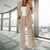 Women Trendy Outfit - Myldred | Elegant damespak in 2 - delige set van katoenmix met comfortabele pasvorm - Beige - S - Zarandi Amsterdam