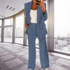 Women Trendy Outfit - Myldred | Elegant damespak in 2 - delige set van katoenmix met comfortabele pasvorm - Blauw - S - Zarandi Amsterdam