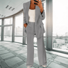 Women Trendy Outfit - Myldred | Elegant damespak in 2 - delige set van katoenmix met comfortabele pasvorm - Grijs - S - Zarandi Amsterdam
