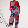 Casual Summer Wear - Natania | Kleurrige Zomerset met Flatterende Pasvorm en Lange Mouwen - Rood - S - Zarandi Amsterdam