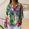 Blouses - **Noémie | Elegante bloemenblouse in zachte polyester met knoopsluiting en lange mouwen - Groenrose - S - Zarandi Amsterdam