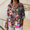Blouses - **Noémie | Elegante bloemenblouse in zachte polyester met knoopsluiting en lange mouwen - Regenboog - S - Zarandi Amsterdam