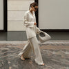 Lina Blouse met Knoopsluiting en Wijde Broek Set voor Dames