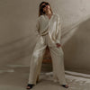 Lina Blouse met Knoopsluiting en Wijde Broek Set voor Dames