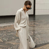 Lina Blouse met Knoopsluiting en Wijde Broek Set voor Dames