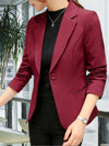 Women's Blazers - Op maat gemaakte blazer voor vrouwenkleding met sluiting met één knop - Wijn rood - S - Zarandi Amsterdam