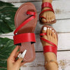 Lederen sandalen vrouw - Orthopedische Sandalen Dames met Kruislings Lederen Bandjes - Rood - 36 - Zarandi Amsterdam