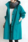Women's Coat - Oversized jas met capuchon voor dames | Waterdicht - Blauwgroen - S - Zarandi Amsterdam