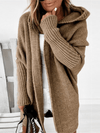 Women's Cardigan - Oversized vest met capuchon voor dames | Lang - Khaki - S - Zarandi Amsterdam