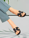 women's sandals - PU Leren Platte Slippers voor Dames met Ergonomisch Voetbed en Antislip Zool - Zwart - 36 - Zarandi Amsterdam